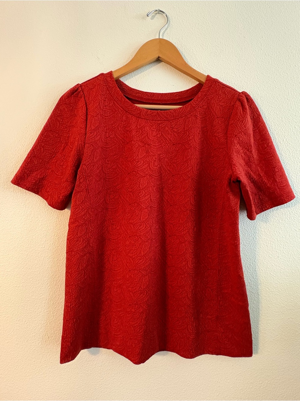 LOFT Burnt Orange Short-Sleeve Textured Tee